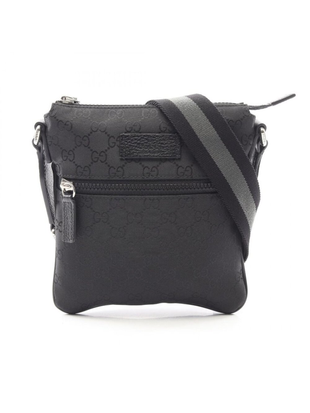 Gucci Shoulder Bag GG Pattern Black Nylon Leather